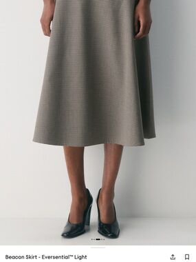 Aritzia Beacon Skirt - Light Beige Houndstooth Midi Skirt